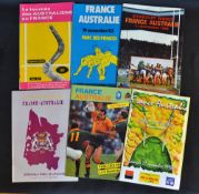 6x France v Australia rugby programmes from the 1970s onwards to include '76, '83, '89, 1st and