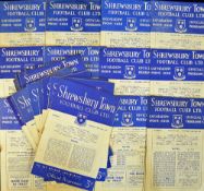 Comprehensive collection of Shrewsbury Town home Football programmes 1954/55 (9), 1955/56 (15),