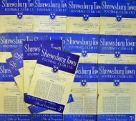 Collection of Shrewsbury Town home Football programmes for season 1951/52 including v Walsall (15