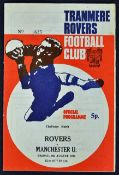 1971 Tranmere Rovers v Manchester United friendly match Football programme played 6 August 1971 at