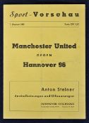 1965 Hannover 96 v Manchester United Div. 1 Champions Football programme 4 page programme for