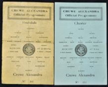 War-time Football programmes 1944/1945 Crewe Alexandra v Rochdale and Crewe Alexandra v Chester (