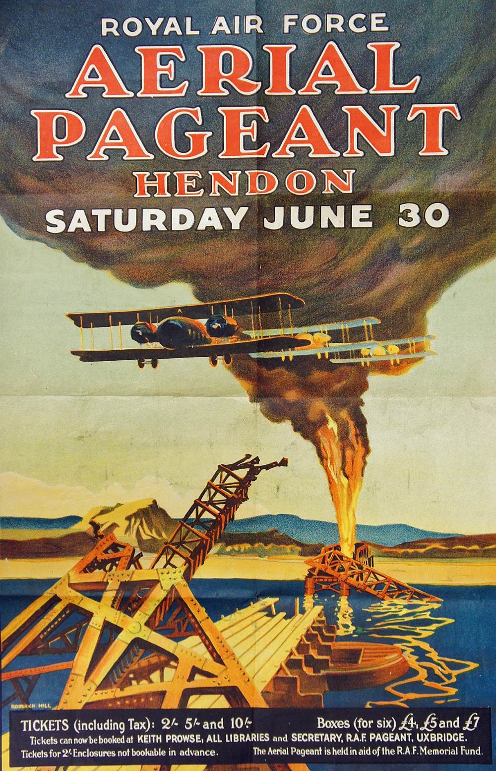 Aviation Poster 1922 R.A.F Aerial Pageant Hendon an impressive graphic multi-coloured Poster showing