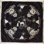 Very Beautiful Large Patriotic Woven Silk on Velvet entitled 'Souvenir of Egypt 1941' Coat of Arms