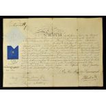 Royal Artillery Commission Signed by 'Queen Victoria' dated 1857 made out to Henry Rogers Ievers (