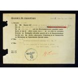 German Stamped 1940 'Department For Gypsy Affairs' dated 22 May stating the gypsy J. Steinherger has