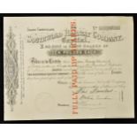 Great Britain Southwold Railway Company 1899 Share Certificate for 5 shares. (A 9 mile 3 foot