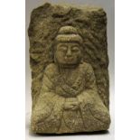 China stone sculpture of Buddha measures 33cm high approx.