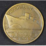 Maritime 'Normandie' Large Bronze Medallion 1935 commemorating the maiden voyage of this great