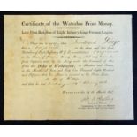 Battle of Waterloo 1817 Document An interesting document signed Fredr. de Hartwig, by Lieutenant