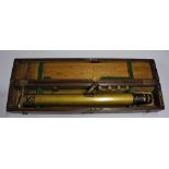 WWI Brass Gun Sight housed in wooden box measures 66cm approx. general condition A/G