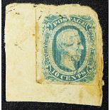 Postage Stamps Confederate States 10c postage stamp used of 1863. With portrait of General (