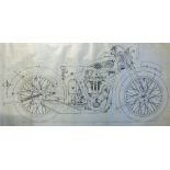 Original 1931 BSA Motorcycle Plans displaying the general arrangement of the BSA 2.49hp O.H.V Deluxe