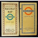 Railway 2x Railway Maps including 1937 Underground Railway Map London Transport number 1 1937, t/w