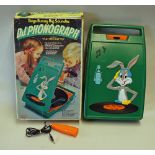 1976 Janex Bugs Bunny Big Sounder DJ Phonograph in original box with Carrot Microphone, some