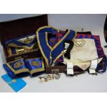 Masonic Accessories to include South Wales Western Division apron x2, collar with Tenby Lodge badges