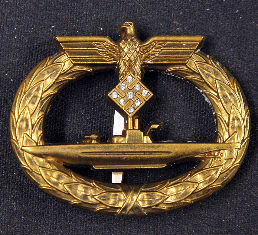 Post War produced Third Reich 'U-Boat' badge with 'diamonds' probably utilizing a war period