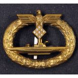 Post War produced Third Reich 'U-Boat' badge with 'diamonds' probably utilizing a war period