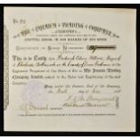 Great Britain The Jamaica Trading Co. Ltd. Share Certificate 1883 certificate no. 89 for a £10