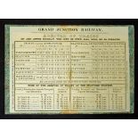 Railway Grand Junction Timetable 1838 detailing the times of the 6 trains daily up and down the line