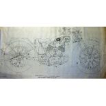 Original 1930 BSA Motorcycle Plans displaying the general arrangement of the BSA 9.86hp S.V W.T 1930