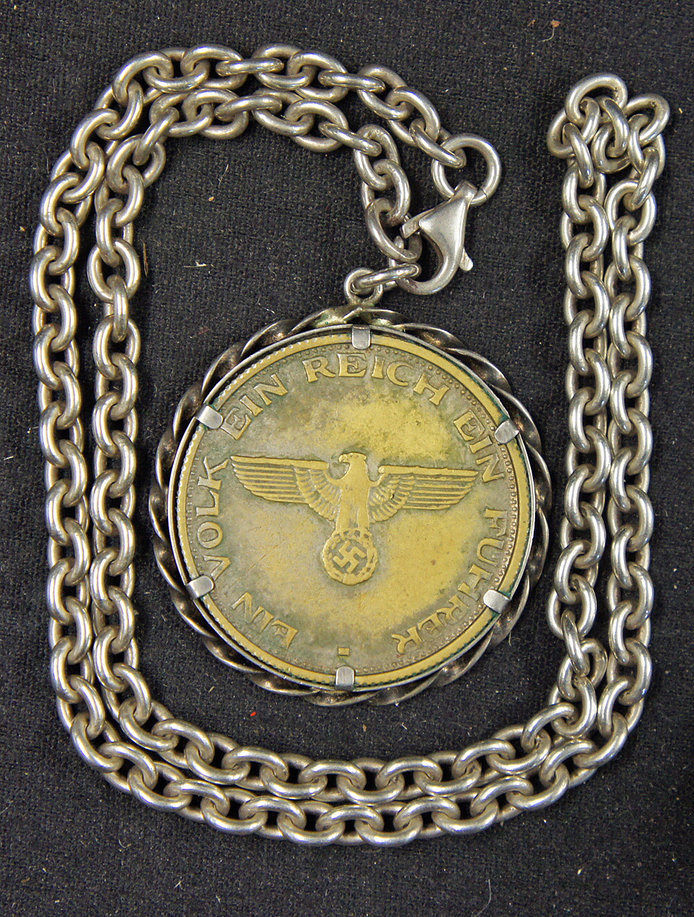 John Lennon Impressive Adolf Hitler Commemorative Medallion owned by John Lennon on a later chain