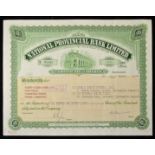 Great Britain National Provincial Bank Ltd. Share Certificate 1959 in cream & green with vignette of