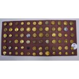 Selection of brass and white metal naval and shipping buttons mounted on card (72)