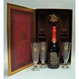 Budweiser Millennium Edition Glasses and Bottle Collectors Set encased within original box, includes