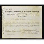 Great Britain Glasgow, Dumfries & Carlisle Railway 1844 Share Certificate for 5 shares. Glasgow