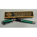 Harley Davidson Fountain Pen c/w original box, green, with Harley Davidson emblem to nib,