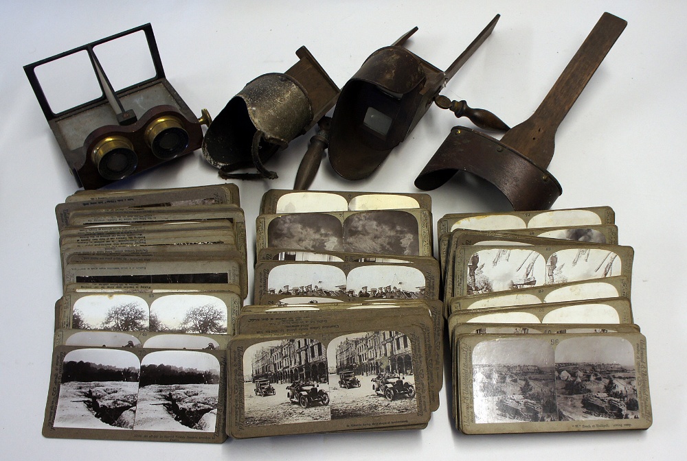 Quantity of WWI Stereocards to include Stereoscopes (incomplete), and large selection for cards,