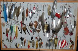 LURES: Large collection of vintage metal baits, USA incl. Red Eye Wigglers, Pflueger baits, Wilson