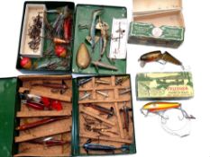 LURES: (Qty) Collection of vintage fishing lures incl. 2 x Chase me 3.25" metal baits, assorted