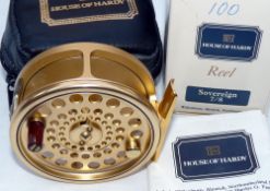REEL: Hardy Sovereign 7/8 Limited Ed No 100 fly reel, gold finish, counterbalanced handle, twin U