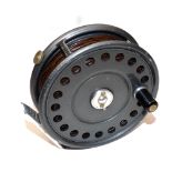 REEL: Rare Hardy Alcedo alloy fly reel, 3 7/8" diameter, ribbed alloy foot, rim tension regulator,