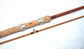 ROD: B James & Son London England Richard Walker Mk1V Carp rod, 10' 2 piece split cane, burgundy