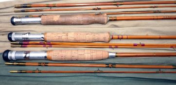 RODS: (3) Collection of three 9' split cane hand built fly rods by R.O. Roberts, models Fast Tip