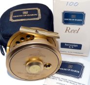 REEL: Hardy Sovereign 8/9 Limited Ed No 100 fly reel, gold finish, counterbalanced handle, twin U
