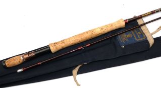 ROD: Hardy Deluxe 10' 2 pce carbon trout fly rod in as new condition, burgundy whipped guides,