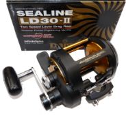 REEL: Diawa Sealine LD30-2 lever drag boat reel, power handle, ratchet check, rod saddle clamp,