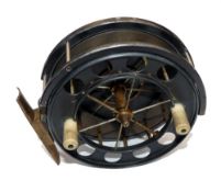 REEL: Fine early Allcock Aerial Centrepin reel, 4.5" diameter, alloy faceplate stamped "Patent",