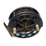 REEL: Fine early Allcock Aerial Centrepin reel, 4.5" diameter, alloy faceplate stamped "Patent",