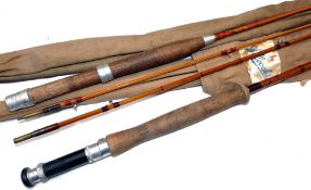 RODS: (2) Allcock Little Gem 7' 2 piece split cane trout fly rod, agate butt/tip guides, red whipped