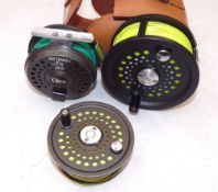 REELS: (2) Orvis Spey 4" barstock alloy salmon fly reel, twin U shaped line guides, backplate check,