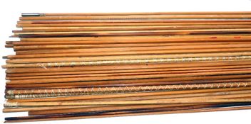 CANE ROD SECTIONS: Selection of approx. 45 old stock split cane rod sections, 46" to 52" long, mid