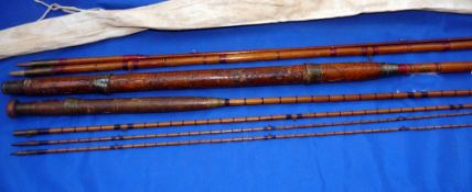 RODS: (2) Early Hardy Palakona 9'6" 3 piece with correct spare tip trout fly rod, No.51129, burgundy