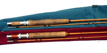RODS: (2) Pair of Eric Peace hand built split cane brook trout fly rods, an 7'9" 2 piece, line