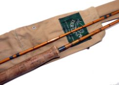 ROD: Farlow Fairy 7' 2 piece split cane trout dry fly rod, rarely seen model, black close whipped