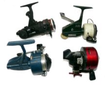 REELS: (4) Abu Cardinal 44 spinning reel, green/cream finish, foot stamp 057200, Abu Garcia Cardinal